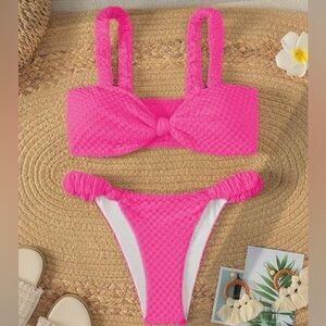 SHEIN Pink Textured Bikini Set